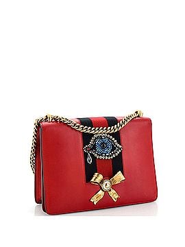 Gucci Web Peony Chain Shoulder Bag Embellished Leather Medium (view 2)