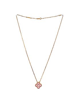 Van Cleef & Arpels Vintage Alhambra Pendant Necklace 18K Rose Gold and Pink Sevres Porcelain with Diamond (view 2)