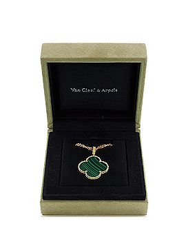 Van Cleef & Arpels Magic Alhambra Pendant Necklace 18K Yellow Gold and Malachite (view 2)