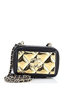 Chanel Golden Plate Zip Around Vanity Case with Chain Quilted Metal and Lambskin Extra Mini (view 1)