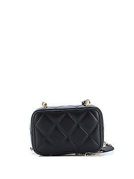 Chanel Golden Plate Zip Around Vanity Case with Chain Quilted Metal and Lambskin Extra Mini (view 2)