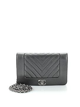 Chanel Mademoiselle Vintage Wallet on Chain Chevron Metallic Leather (view 1)