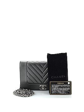Chanel Mademoiselle Vintage Wallet on Chain Chevron Metallic Leather (view 2)
