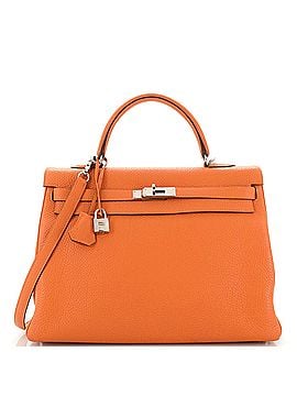 Hermès Kelly Handbag Orange Togo with Palladium Hardware 35 (view 1)