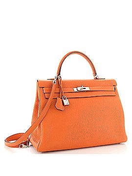Hermès Kelly Handbag Orange Togo with Palladium Hardware 35 (view 2)