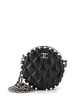 Chanel Round Clutch with Chain Quilted Calfskin with Pearl Detail (view 1)