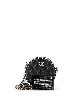 Chanel Round Clutch with Chain Quilted Calfskin with Pearl Detail (view 2)