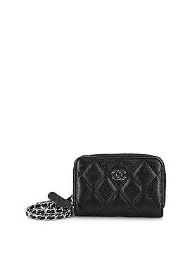 Chanel Zip Around Card Holder on Chain Quilted Caviar Mini (view 1)