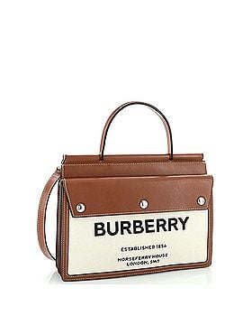 Burberry Title Pocket Bag Horseferry Print Canvas with Leather Small (view 2)