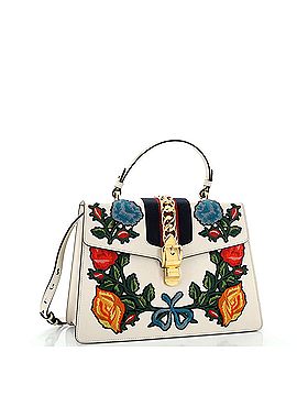Gucci Sylvie Top Handle Bag Embroidered Leather Medium (view 2)