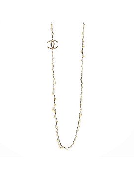 Chanel CC Station Long Necklace Metal with Faux Pearls (view 1)