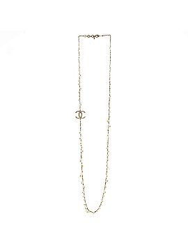 Chanel CC Station Long Necklace Metal with Faux Pearls (view 2)