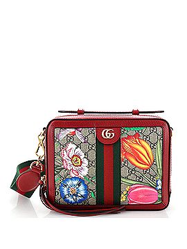 Gucci Ophidia Zip Around Camera Bag Flora GG Coated Canvas Small (view 1)