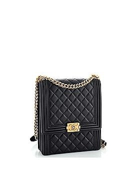 Chanel North South Boy Flap Bag Quilted Calfskin Large (view 2)