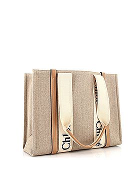 Chloé Woody Tote Canvas with Leather Medium (view 2)