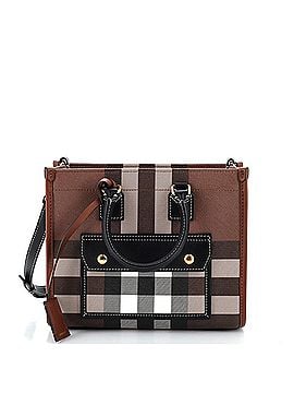 Burberry Freya Shopping Tote Check Canvas with Leather Mini (view 1)