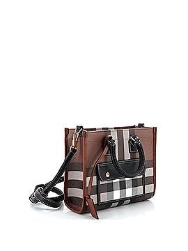 Burberry Freya Shopping Tote Check Canvas with Leather Mini (view 2)