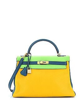 Hermès Kelly Handbag Tricolor Clemence with Gold Hardware 32 (view 1)