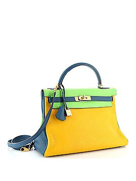 Hermès Kelly Handbag Tricolor Clemence with Gold Hardware 32 (view 2)