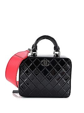Chanel Logo Strap Vanity Case Quilted Patent Small (view 1)