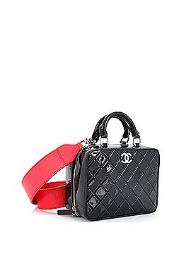 Chanel Logo Strap Vanity Case Quilted Patent Small (view 2)