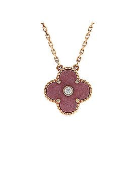Van Cleef & Arpels Vintage Alhambra Pendant Necklace 18K Rose Gold and Rhodonite with Diamond (view 1)