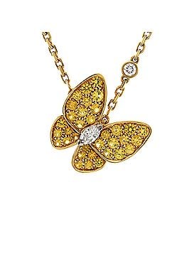 Van Cleef & Arpels Two Butterfly Pendant Necklace 18K Yellow Gold with Yellow Sapphires and Diamonds (view 1)