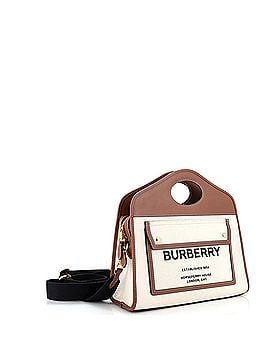 Burberry Logo Pocket Tote Canvas with Leather Small (view 2)
