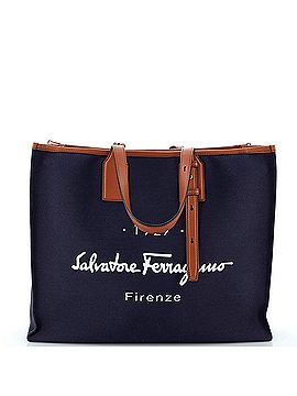 Salvatore Ferragamo 1927 Shopping Tote Canvas with Leather Large (view 1)