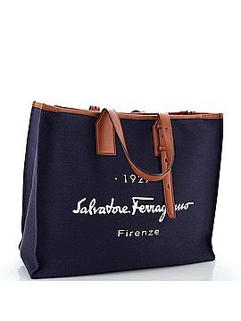 Salvatore Ferragamo 1927 Shopping Tote Canvas with Leather Large (view 2)