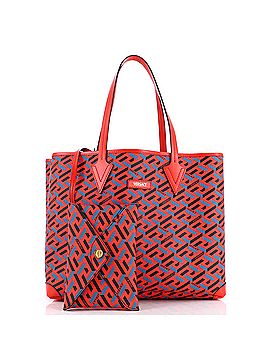 Versace Shopping Tote (Outlet) La Greca Signature Coated Canvas Medium (view 2)