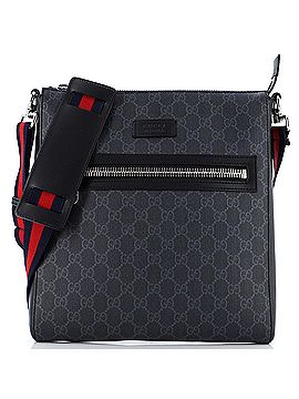 Gucci Web Strap Front Zip Messenger Bag GG Coated Canvas Medium (view 1)