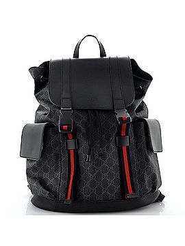 Gucci Double Pocket Buckle Backpack GG Coated Canvas Large (view 1)
