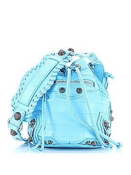 Balenciaga Le Cagole Giant Studs Bucket Bag Crocodile Embossed Leather XS (view 1)