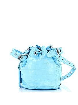 Balenciaga Le Cagole Giant Studs Bucket Bag Crocodile Embossed Leather XS (view 2)