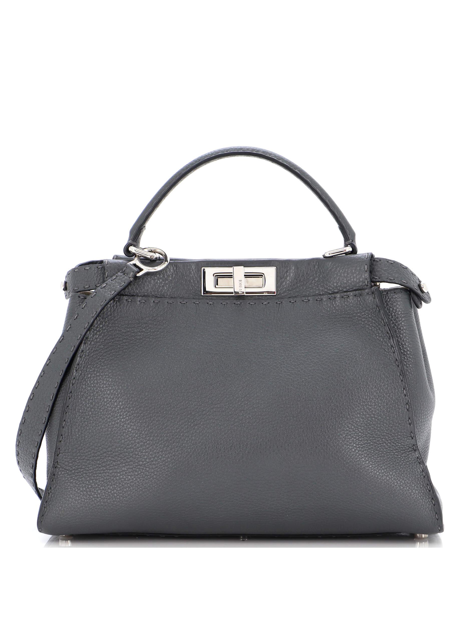 Fendi 100% Leather Gray Selleria Peekaboo Bag Leather Medium One Size ...