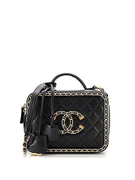 Chanel Filigree Vanity Case Quilted Goatskin with Chain Detail Medium (view 1)