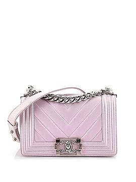 Chanel Boy Flap Bag Chevron Iridescent Calfskin with Resin Hardware Small (view 1)