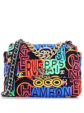 Chanel 19 Flap Bag Quilted Graffiti Print Fabric Large (view 1)