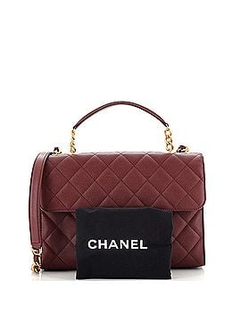 Chanel CC Flap Top Handle Satchel Quilted Caviar Medium (view 2)
