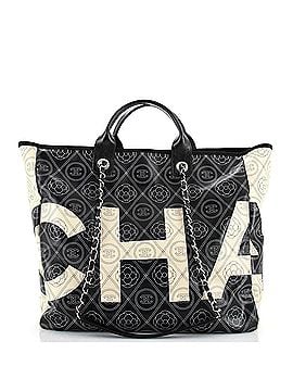 Chanel Logo Camellia Shopping Tote Printed Coated Canvas Medium (view 1)