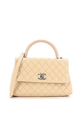 Chanel Coco Top Handle Bag Quilted Caviar with Lizard Embossed Handle Small (view 1)