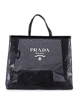 Prada Logo Open Tote Sequined Mesh Large (view 1)