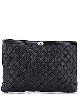 Chanel Boy O Case Clutch Quilted Caviar Large (view 1)