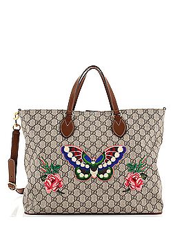 Gucci Convertible Soft Tote Embroidered GG Coated Canvas Medium (view 1)