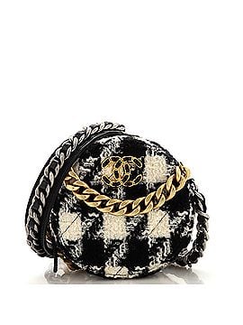 Chanel 19 Round Clutch with Chain and Coin Purse Quilted Tweed and Lambskin (view 1)
