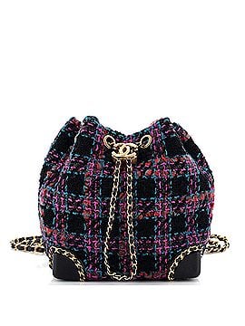 Chanel Chained Drawstring CC Bucket Backpack Quilted Houndstooth Tweed Small (view 1)