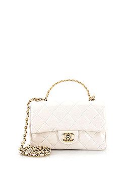 Chanel Golden Links Top Handle Flap Bag Quilted Shiny Lambskin Small (view 1)