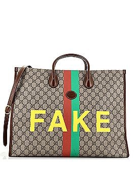 Gucci Fake/Not Convertible Open Tote Printed GG Coated Canvas Large (view 1)