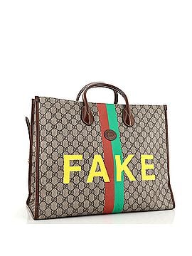Gucci Fake/Not Convertible Open Tote Printed GG Coated Canvas Large (view 2)